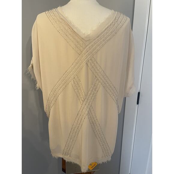 Accuracy Women’s Blouse Cream Beaded 1X - Picture 5 of 8